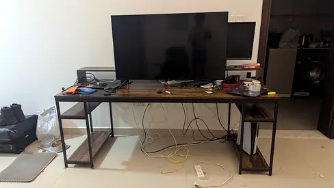 Wood table for 2 pc