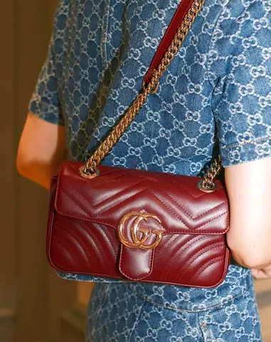 Gucci GG Marmont Mini Shoulder Burgundy 22cm