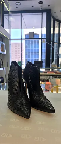 Black pointed leather ankle boots - size available