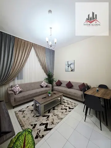 Sharjah, Al Qasimia, fully furnished super deluxe apartment, first occupancy, two bedrooms, living