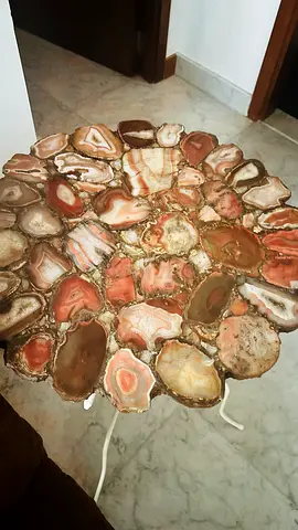 Handmade agate stone coffee side table top - unique natural slices from india Gujarat city