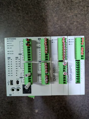 Delta DVP20SX2 PLC Base with DVP-16SI and DVP-04PT I/O Modules