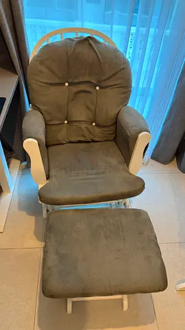 Nursing Rocking Chair with Footstool – Grey & White