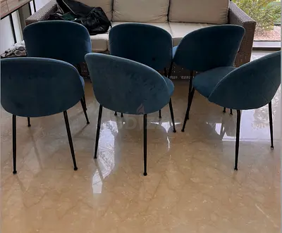 Set of 6 Blue Velvet Dining Chairs with Metal black Legs - 200 ALL