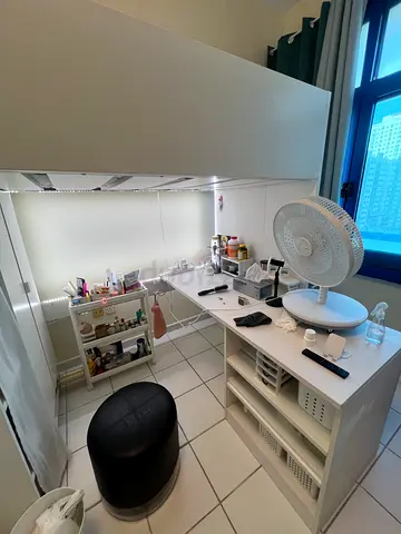 Ikea Loft bed with Table and LED light.