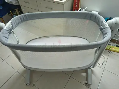 Grey Mesh Baby Bassinet with music and swing