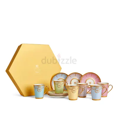 Royal Collection Trust Fabergé Inspired English Fine Bone China Coffee Set – Six Cups and Saucers