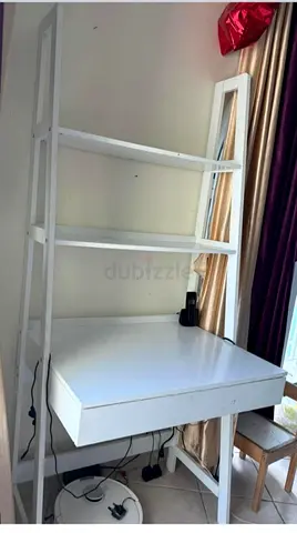 White leaning ladder desk with shelves and drawer - good condition