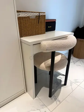 Minimal White Desk & Bouclé Chair Set | Excellent Condition
