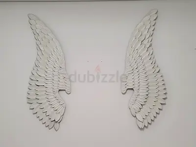 White Decorative Angel Wings Wall Art (Wooden/Resin)