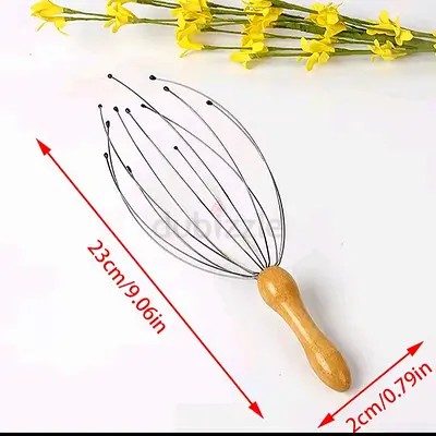 Handheld Scalp/Head Massager with Wooden Handle - Brand New