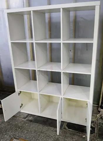 White 3x4 Cube Storage Shelf Unit with Lower Cupboard Doors