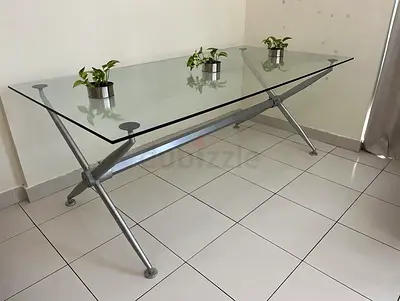 Modern Heavy-Duty Aluminium & Glass Table – AED 350