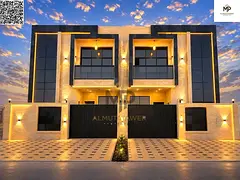 For Sale in Ajman: A two-story villa with a rooftop, featuring sophisticated design and premium fini
