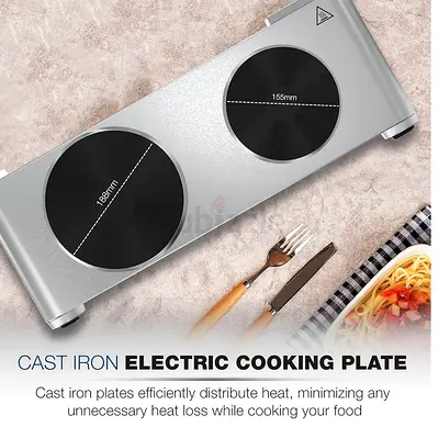 IKON double hot plate hob-twin cooktop 2500w adjustable