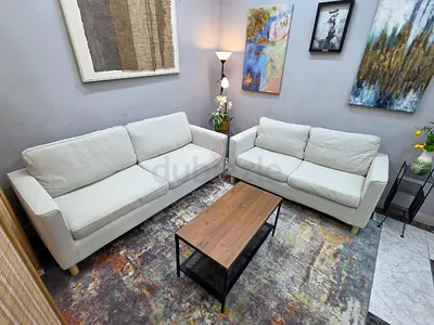 Light grey 3-seater and 2-seater sofa set with cushions