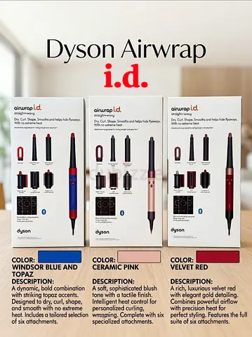 Dyson Airwrap i.d. complete set (new in box) - Windsor Blue, Ceramic Pink, Velvet Red