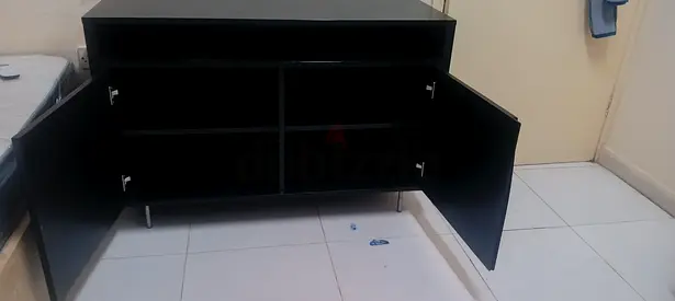 Black TV Stand / Entertainment Unit with Storage - Good Condition