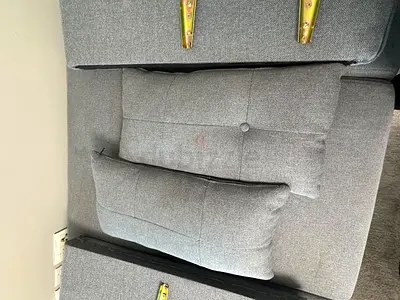 Grey 2-seater sofa cushions with lumbar pillows - good condition