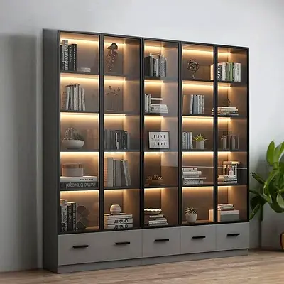 Modern Display Cabinet with Integrated Lighting and Drawers