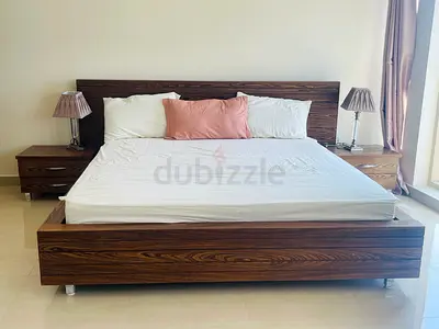 Solid Wood King Size Bed Frame with Headboard