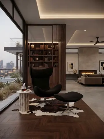 Boconcept Modern black lounge chair with ottoman
