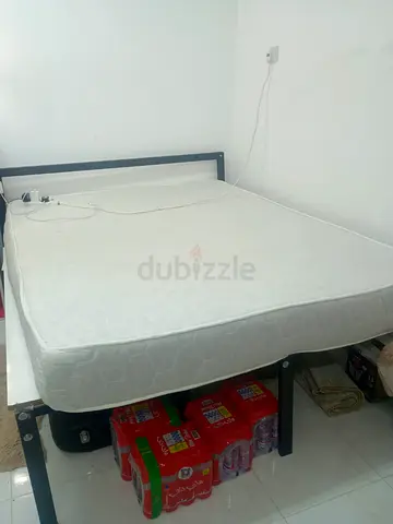 Queen size metal bed frame and mattress