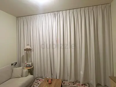Full-length Ivory Fabric Curtains - Set of 1 (Ready to Install)