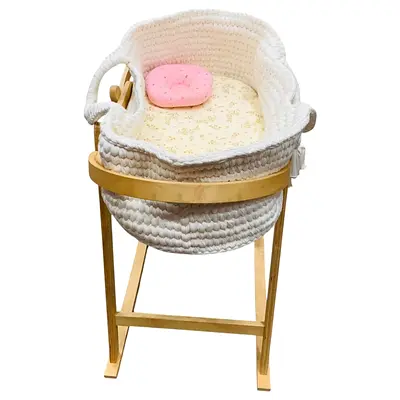 Adam's World Handwoven Cotton Adam's Moses Basket - Cream White