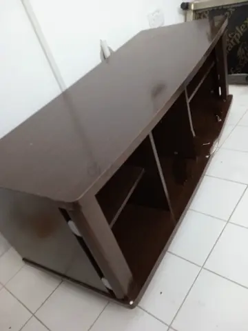 Used wooden TV cabinet / entertainment unit with storage on wheels