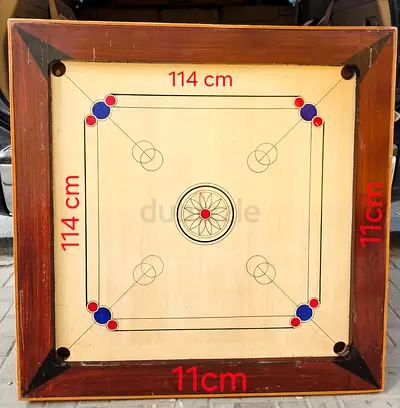 Wooden Jumbo Carrom Board For Professional Players. 114cm. Perfect Condition. Worth Over AED 3,000.