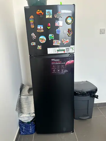 Black Double-Door Refrigerator (Top Freezer) - Good Working Condition