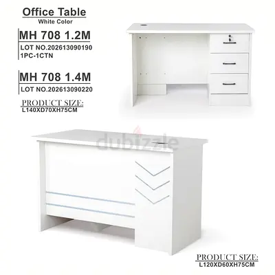 White Office Desk with 3 Drawers - 140x70x75cm (MH 708)