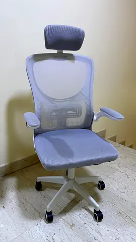 5 Ergonomic Mesh Office Chairs with Headrest - Light Grey
