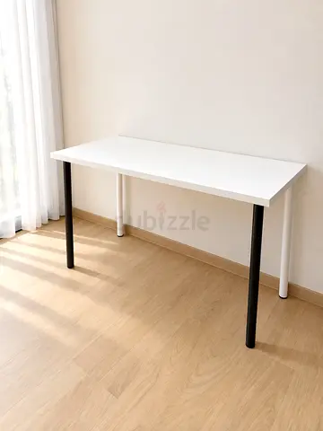 Simple White Desk with Adjustable Legs