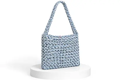 Handmade Light Blue Crochet Shoulder Bag