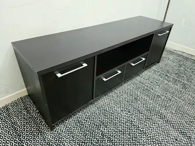 Modern Dark Wood TV Unit with Storage