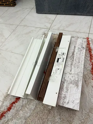 IKEA LACK wall shelf parts / floating shelf pieces - white and wood finish (7 pieces)