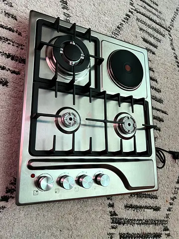 Brand New 60cm Hybrid Built-In Hob (3 Gas Burners + 1 Electric Hot Plate)