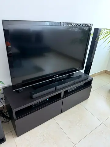 Ikea tv cabinet black with storage in excellent condition flawless