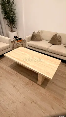 Modern Travertine Coffee Table (Miller, HomeKode)