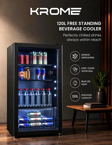 Krome showcase chiller single door 120l