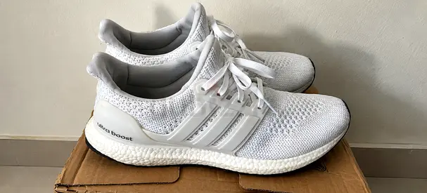 White Adidas Ultraboost Running Shoes - Size Unknown, Lightly Used