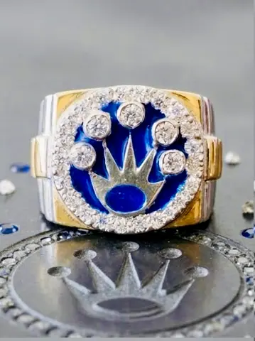 Rolex Style Two-Tone Moissanite Silver Ring