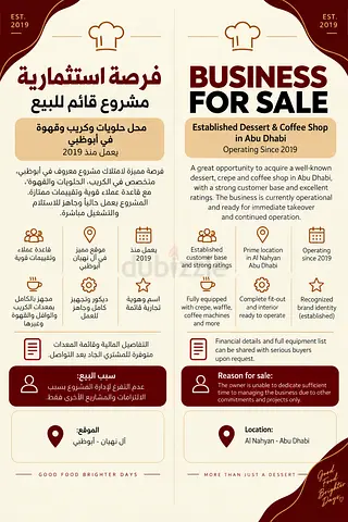Running Dessert & Coffee Shop for Sale in Abu Dhabi