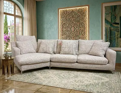 B&B Italia Light beige fabric 3-seater corner sofa with cushions