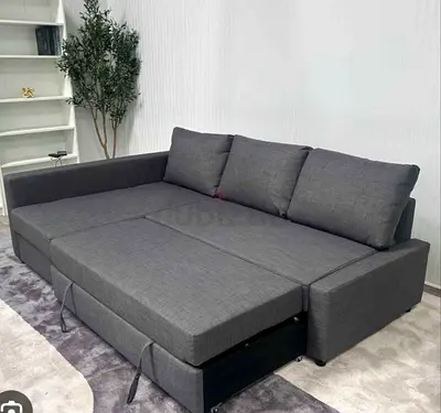 Dark Grey Fabric Pull Out Sofa Bed