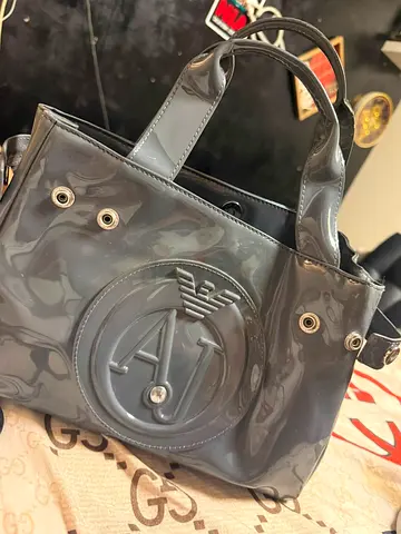 Armani Jeans Grey Patent Handbag