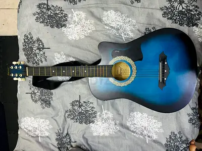 guitar acoustic with bag and new strong set