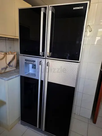 Hitachi 4-Door Refrigerator with Ice Dispenser - Black